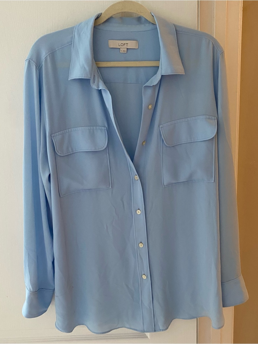 LOFT Sky Blue Relaxed Button-Front Shirt